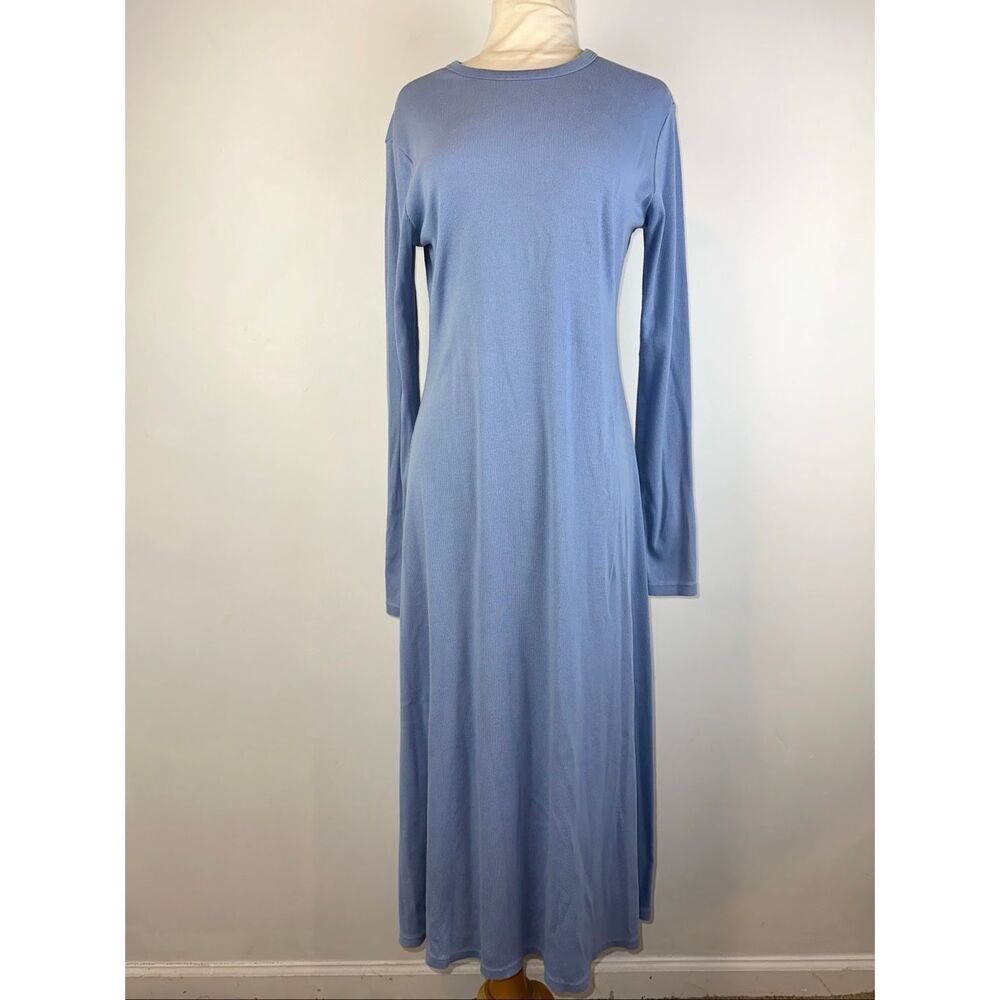Uniqlo Sz M Light Blue Long Sleeve Ribbed Dress